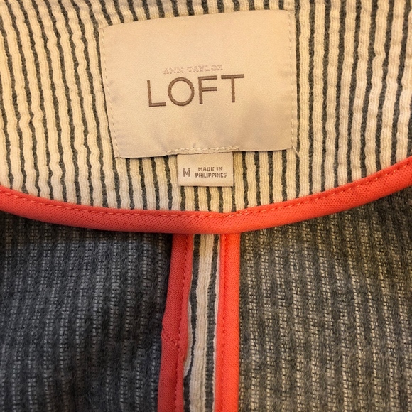 LOFT Soft Grey Pinstripe Blazer with Orange Piping - Picture 4 of 4